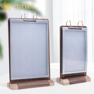 CURTES Ads Display Stand, Label Holder Multi page Menu Card Holder, Multipurpose Acrylic Wooden Hold