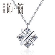 S925純銀十字架小香風4顆10分莫桑鑽高貴感鎖骨鏈頸鏈