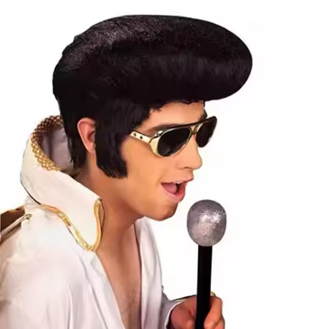 Rock and Roll Elvis Presley Cosplay Wig Daily Wear Melt Fibers Masquerade Party Stage Performance Bl