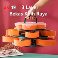 ASOTV 0518 3 Layer Candy Box Dried Food Storage Container Bekas Kuih Raya