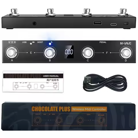 M-VAVE Chocolate Plus Wireless MIDI Controller Pro Keyboard 4 Buttons Foot switch Supports MIDI Host