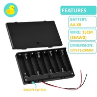 AA 8 Slot Battery Holder With Cover and On/Off Switch