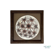 ZENTANGLE ART WHITE ZENDALA PAPER TILE WITH WOOD FRAME
