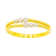 Happy Jewelry แหวนเพชรไล่ระดับกัน 6 เม็ด ก้านคู่ ทองแท้ 9k 37.5% เพชรเกสร ME915