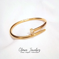 [CLAIRE JEWELRY] - TITANIUM NAIL BRACELET - GOLD CARTIR NAIL BRACELET - GOLD BANGLE BRACELET - TITAN
