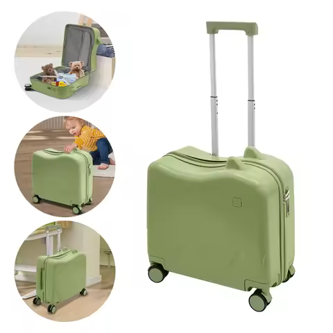 18" Kids Ride-On Suitcase Olive Green,37L Children's Luggage Case, for 3-6 Years Old Age, Rolling Lu