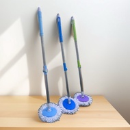 Spin mop single with microfibre cleaning cloth random colour Batang mop beserta kain benang pengelap