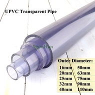 2Pcs Length 50Cm Outer Diameter 16~110Mm UPVC Transparent Pipe Aquarium Fish Tank Tube Garden Irrigation Watering Fittings