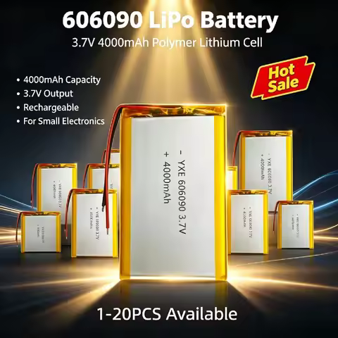 606090 3.7V 4000mAh Polymer Lithium Rechargeable Battery with JST PH2.0 Plug High-Capacity Li-Po Bat
