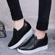 Korean Version Inner Heightening White Shoes Women Solid Color Skateboard Shoes Round Toe Casual Sli
