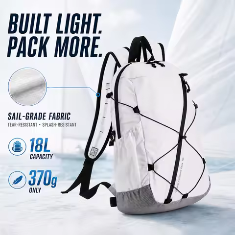 Ultralight Hiking Backpack 18L Sailcloth Fabric FIBERMAX44 Waterproof Anti-tear Trek Rucksack for Ca