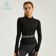 FUYOGI Workout Clothes Top Women Yoga Sports Long-Sleeve Wear Tight Fit Jacket Yoga Running Fitness 