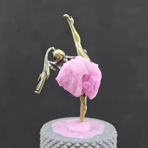 Brass Girl Figurine Standing Split Pose Acrobatic Miniature Desktop Ornament Collectible Home Decor