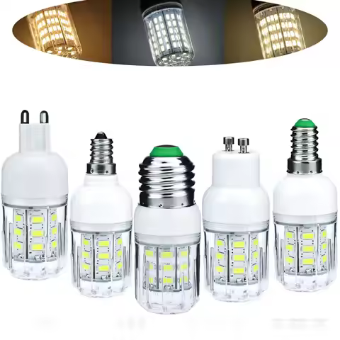 DC 12V 24V E27 G9 GU10 LED Corn Light Bulbs E26 E12 E14 B22 Spotlights 7W 27LEDs Home Bright Table D