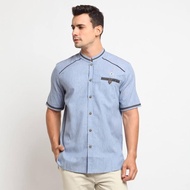 ALTAN NAVY |MNM x CW| Men's Koko Shirt Short Sleeve Muslim Kurta Shirt - Navy, L