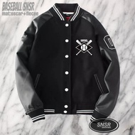 VARSITY baseball jacket with button distro combination MLB sukajan new york sensor men'sOriginal Wan