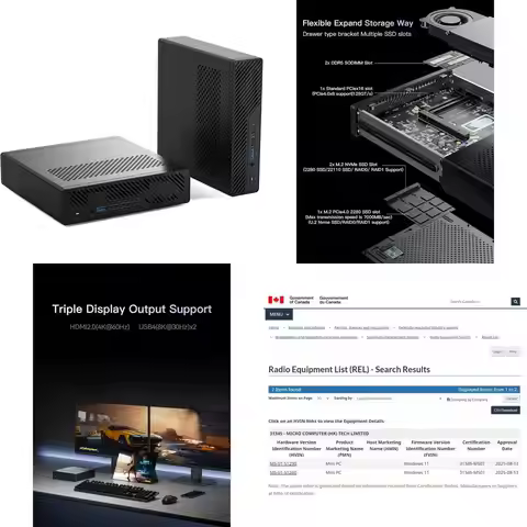 Mini PC Core i5-12600H, 8K HDMI & 2x USB4 Ports, 2x 10G SP+, 2x 2.5G LAN, M.2 2280/22110/U.2 SSD & R