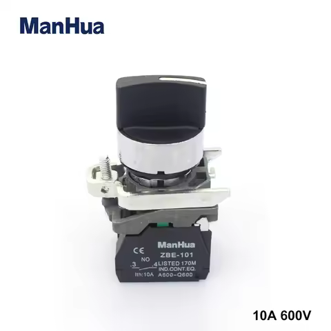 ManHua XB4-BD33 220V 2NO electrical standard handle 3 position stay put selector push button switch