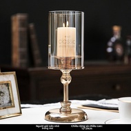 Nordic Candlestick Décorative Luxurious Glass Cover Candlelight Dinner Props Romantic Vintage Table 