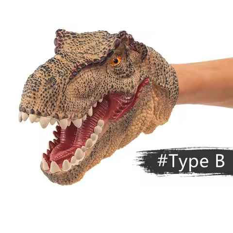 Jurassic Dinosaur Hand Puppets - T-Rex & Shark Plush Toys for Kids Imaginative Play, Parent-Child Ro