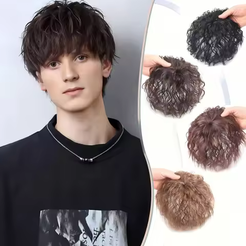 Men'S Short Synthetic Wavy Hairpieces Boost Thickness, Conceal Grays, Add Volume With Breathable, Se