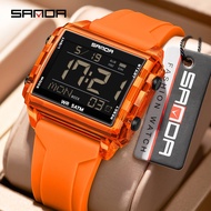 SANDA Brand 6273 Student Electronic Watch With Square Transparent Case Segmented timing Electronic W