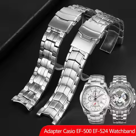 For Casio EF-550 Men's Stainless Steel Watchband EDIFICE Series 5051 EF-524D Bracelet Waterproof Sil
