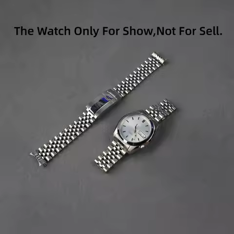 For Seiko 5 SNK355 SNK357 18mm Silver Jubilee WatchBand Strap Hollow Curved End Link Bracelet With O