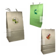 HOMEY Handmade Children Kids Birthday Party Goodie Paper Bag -Wiggly Eyes Dinosaur