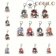 DANILO Anime Game Keyring, Cute HuTao God Key Chain, Bag Pendant Key Chain Clock Departure Tartaglia Fashion Cartoon Acrylic Pendant Keychain Men