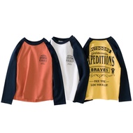 GRrrr Children's Clothing Medium Large Boy Spring Clothing 2025 Fashionable Long-Sleeved T-Shirt Kor