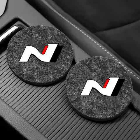 2PCS For Hyundai N NLINE I10 I20 i30 i30n Kona Santa Elantra Tucson SOUL Car Coaster Water Cup Bottl