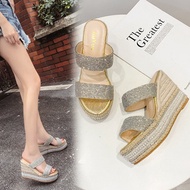 Glitter Slides Low On A Wedge Slippers Heels Women Shoes With Platform Fenty Beauty Crystal High 201