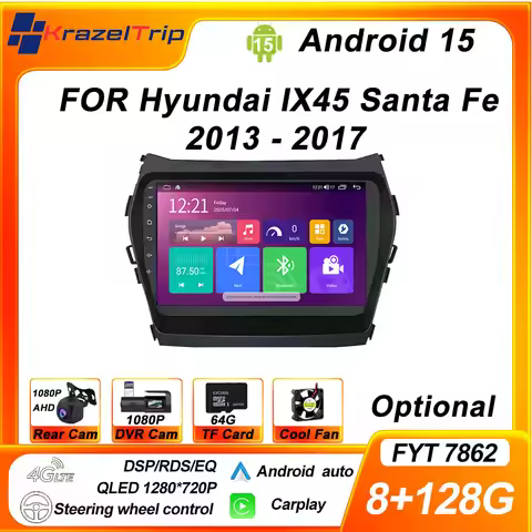 FYT 7862s 8 Core Stereo CarPlay Car Radio for Hyundai IX45 Santa Fe 2013 - 2017 QLED Android Auto Au