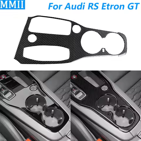 For Audi RS Etron GT 2021-2025 Carbon Fiber Central Control Gear Shift Water Cup Holder Panel Cover