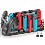 KDD Switch Controller Charging Dock Station Compatible with Nintendo Switch &amp; OLED Model Joycons Switch Controller Charger Dock Station with Upgraded 8 Game Storage for Nintendo Switch Joycon &amp; Games