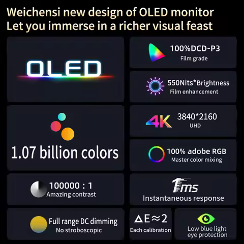VCHANCE 13.3 Inch 4K OLED Portable Monitor AMOLED 100% DCI-P3 USB-C Second Gaming Screen for Laptop 
