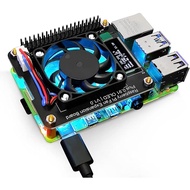 52Pi Fan Hat for Raspberry Pi 4 Model B, Raspberry Pi PWM Fan GPIO Expansion Board with 0.91inch OLE