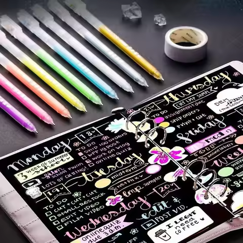 9pcs/set White Gold Silver Gel Pen Large Capacity 0.6mm Highlighter Art Marker Pen Sketch Drawing Co