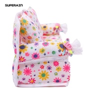 Mini Furniture Flower Fabric Sofa Couch + 2 Cushions for Doll House Accessories