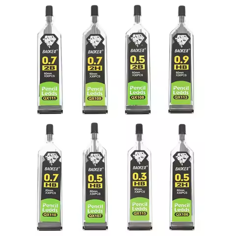 30pcs/Bottle, Automatic Pencil Lead 2B 2H HB Pencil Refill 0.3 Mm/0.5 Mm/0.7mm/0.9 Mm Pencil Refill 