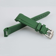 22mm strap For Tudor Black Bay 41 Green Rubber Wrist Watch Band With Silver Buckle