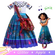 Mirabel Princess Dress With Bag Encanto Cosplay Costume For Kids Girl Christmas Halloween Performanc