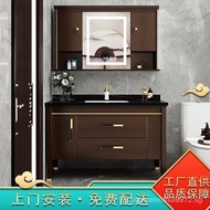 [FREE SHIPPING]Modern New Chinese Bathroom Cabinet Integrated Ceramic Basin Toilet Rack Smart Mirror Cabinet Stone Plate Bathroom Table
