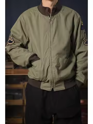 Tanker Jacket Fury American Retro Badge Short Fleece Stand Collar Military Jacket