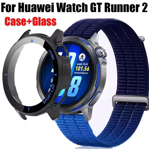 Protective Case+Film for Huawei Watch GT Runner 2 Screen Tempered Glass Protector for Huawei Watch G