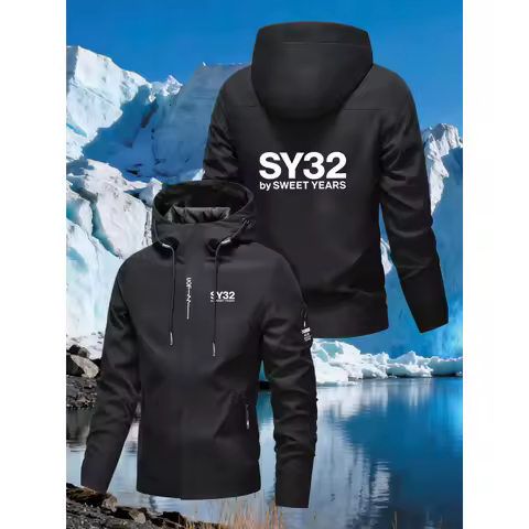 Men's Hooded Jacket,“SY32 by SWEET YEARS” Printed outdoor casual jacket,Sports jacket,Men's Coat