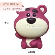 MINIATUR KUE TART LOTSO BERUANG PINK DEKORASI KUE ULANG TAHUN ULTAH BIRTHDAY BEAR PINK HADIAH ULANG 