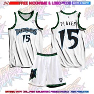 Jersey olahraga basket swingman timbers wolves putih gratis pasang nama
