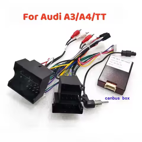 Auto 16 pin Android Wiring Harness Power Cable Adapter with Canbus Box For Audi A3/A4/TT Cable For C